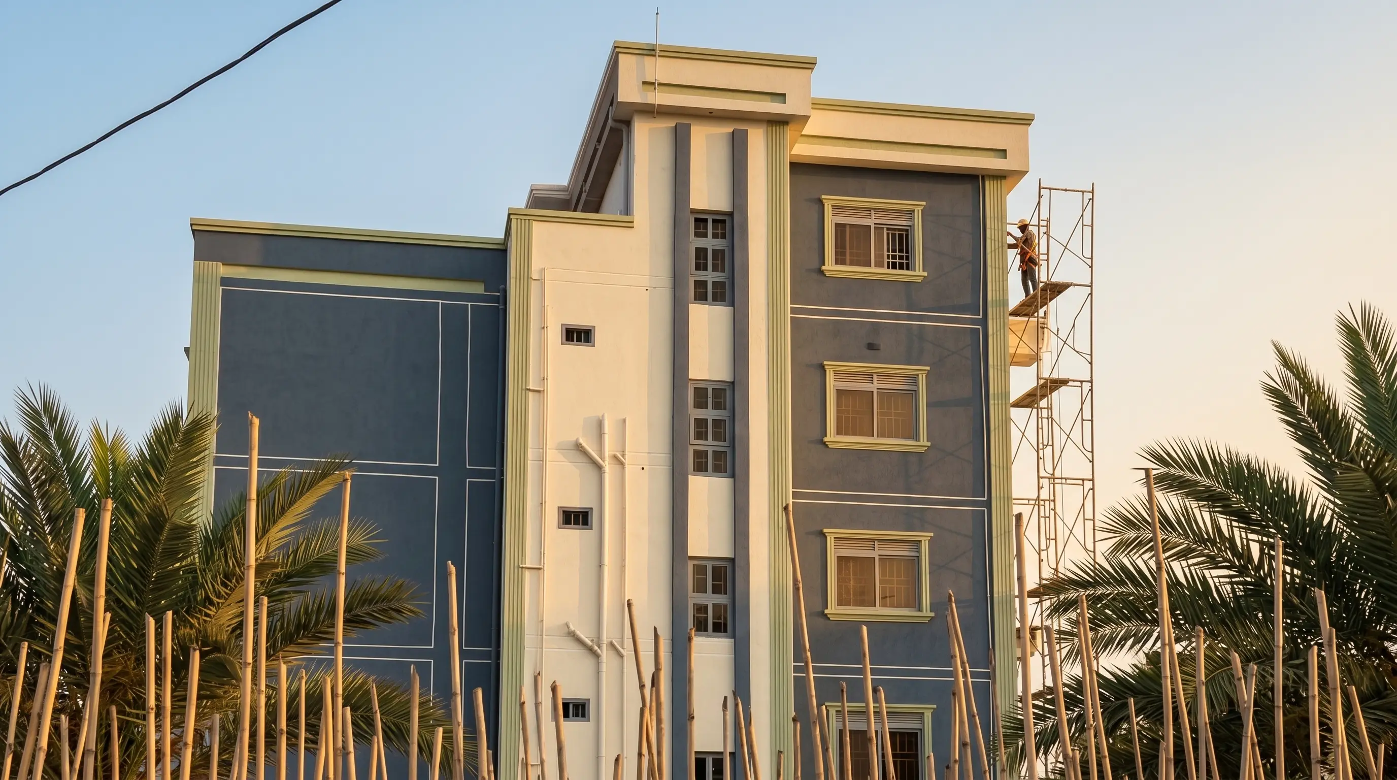 Multi-storey apartment exterior painting — Solvor